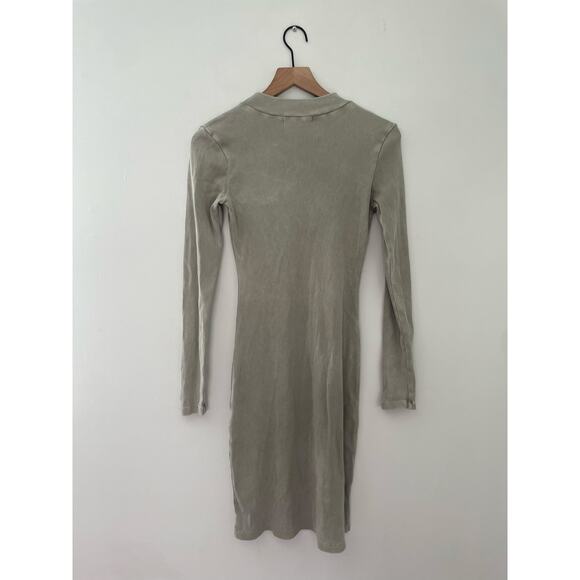 Young Fabulous & Broke Ribbed Long Sleeve Bodycon Dress Small Green Gray - Picture 6 of 9